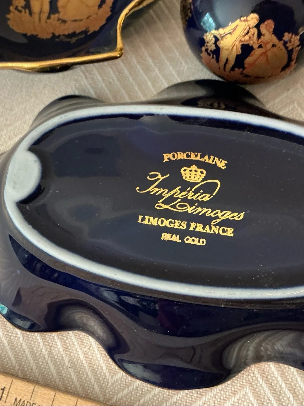 Limoges Imperia Cobalt Blue and Gold Porcelain Dish Set